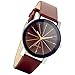 Lancardo Men'S Black Round Dial Clock Leather Strap Quartz Wrist Watch(Brown)
