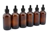4oz Amber Glass Dropper Bottles (6-Pack), Refillable Glass Bottles for Essential Oils, Cosmetics, and Cooking