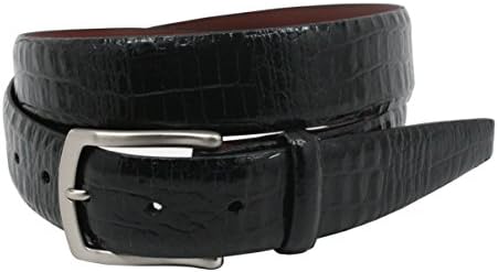 Torino Leather Embossed Alligator Calfskin Belt, Black - Size 42 (54910-42)