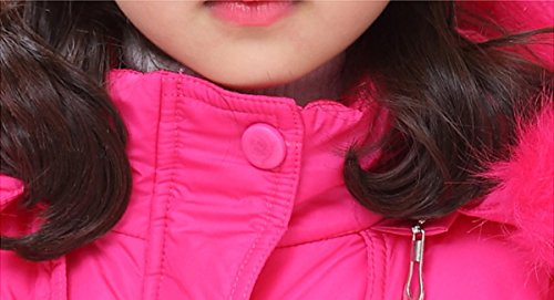 Child Kids Girls Winter Warm Jackets Snowsuit Hooded Windbreaker Outwear with Soft Fur Hoodies for 3-12 Years Old (Rose, 3-4T/(Fit Height:41"-45")/Tag120)