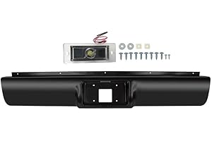 MOTORHOT Black Rear Bumper Roll Pan Compatible with 1988-1998 Chevy GMC C1500 C2500 C3500 K1500 K2500 K3500 w/License LED Light