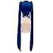 GOOACTION 100cm/39 Women Long Anime Straight Dark Blue Bangs Wig with Two Clip On Ponytails for Fairy Tail Wendy Marvell Halloween Cosplay Synthetic Hair Wigs