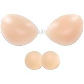 HILRITORI Sticky Bra Push Up Adhesive Bras Invisible Silicone Strapless Bra for Women with Nipple Covers