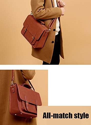 Men Vintage PU Leather Briefcase Laptop Backpack Shoulder Messenger Bag Berchirly