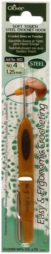 Clover CNC-137 Soft Touch Steel Crochet Hooks Size 4 (1.25mm), Each
