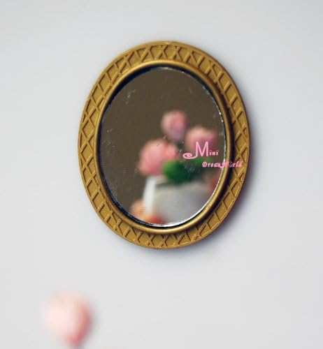 Dark Golden OVAL Framed Mirror 1:12 Dollhouse Miniature