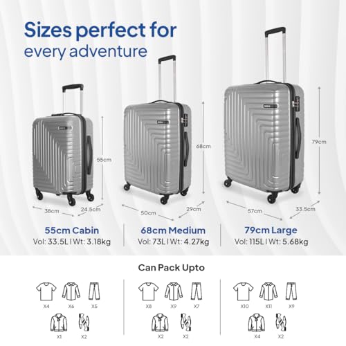 American Tourister Ivy NXT|Large Size Check-in Spinner Trolley Bag (79 cm)|360° 4 Wheel Travel Luggage|Hard Case Polycarbonate (PC) Suitcase|Mounted TSA Lock|Silver 4