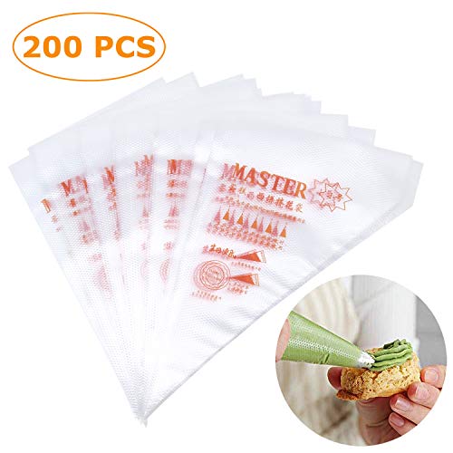 Pack of 200 Disposable Pastry Bag Cake Icing Piping Baking Decoration Tools,Frosting Bags for Cookie, Cupcake, and Cake Decorating - Thumbnail 6
