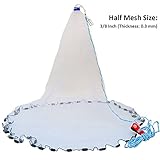 Goture American Saltwater Fishing Cast Net for Bait Trap Fish 4ft/6ft/8ft/10ft/12ft Radius, 3/8inch Mesh Size