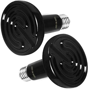 OMAYKEY 150W 2 Pack Ceramic Heat Lamp, Upgraded Thicker Infrared Reptile Heat Emitter Heater Lamp Bulb for Pet Brooder Coop Chicken Lizard Turtle Snake Aquarium, No Light No Harm, 24hr Heat Source