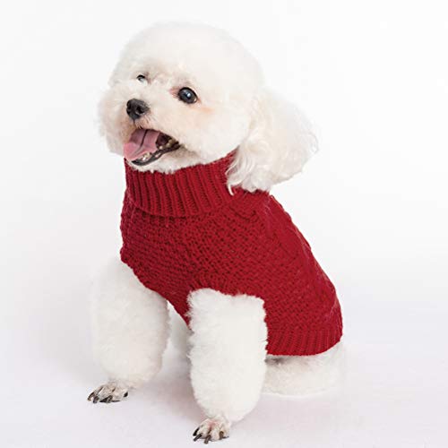 Mihachi Turtleneck Dog Sweater Winter Coat Apparel Classic Cable Knit