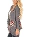 Women Floral Kimono Loose Half Sleeve Shawl Chiffon Casual Cardigan Gray,XXL