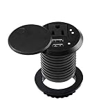 Desktop Power Grommet 2 Inch Hole Desk Outlet Build-in 1 US Standard Outlet and 2 USB Ports Hidden Design with 6.56 FT Extension Power Cord for Office Home Furniture Hotel