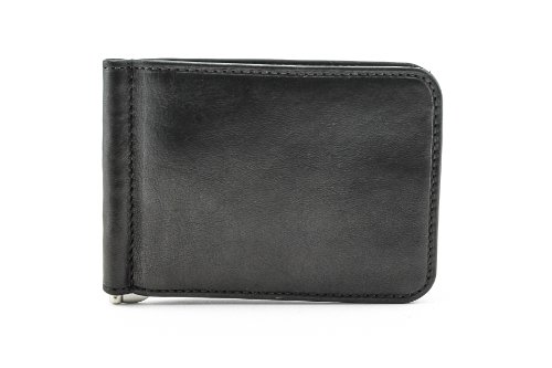 Italian Cow Leather Bifold Spring Tension Money Clip Wallet with Credit Card Slots - Thumbnail 2
