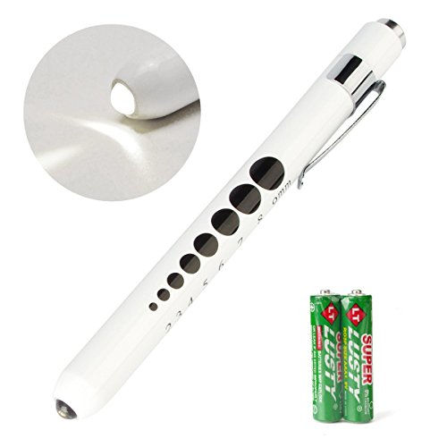 Opoway Nurse Penlight Medical White Led Pen Light with Pupil Gauge Measurements for Doctor Stethoscope Healthcare Nursing School Students Reusable Batteries Free