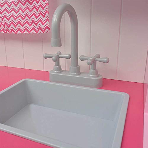 Spielzeugküche Spielküche Kinderküche Rosa 82x30x100cm Happy Kitchen Holzküche inkl. Kochfeld mit Mikrowelle Backofen… – Bild 6