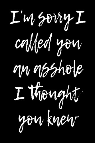 I'm sorry I called you an asshole - I thought you knew: Blank Lined Journal - 6x9 - Gag Gift
