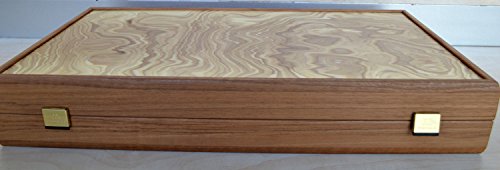 Manopoulos Olive Wood Traditional Backgammon Set - Olive Wood Chips