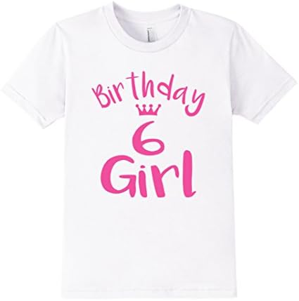 Kids Birthday Girl Vintage 6th Birthday Gift T-Shirt For Girls 6 White