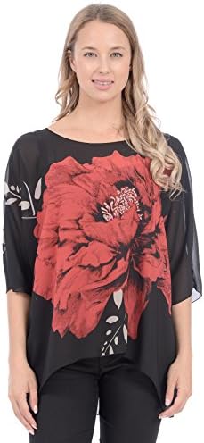 Clientele Women's Classic 3/4 Sleeve Draped Overlay Top (Rose, O/S)