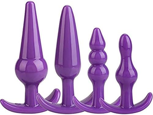 Bu~tt P~lu~g T-bar Base Kit - Training Toys - Erotic Games Role Play - Womens Stimulator - 4 pcs Beginners Anales Set - Best Idea for Gift to Him - Purple