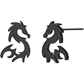 Stainless Steel Gold Silver Black Color Dragon Silhouette Post Stud Earrings Minimalist Fashion Ear Jewelry Gift for Women Men Girls