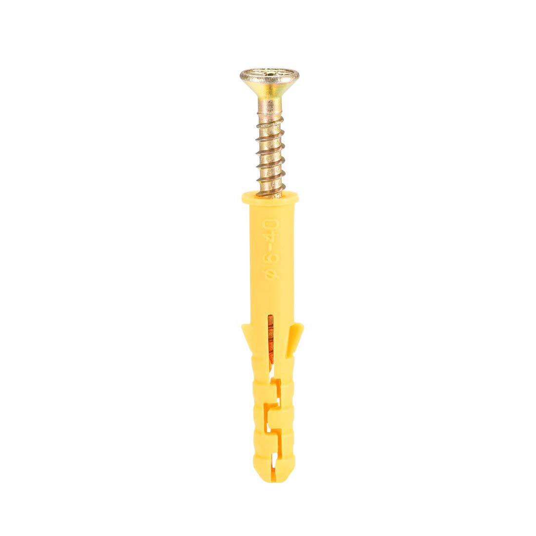 sourcing map 6mmx40mm Plastic Expansion Tube for Drywall with Screws Yellow 50pcs