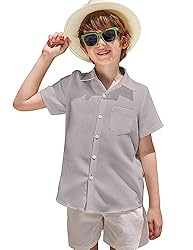 COOFANDY Toddler Boys White Button Down Shirt Kids