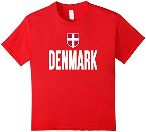 Kids DENMARK T-shirt Danish Flag Danmark Danes Soccer Football 10 Red