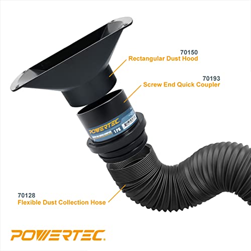 POWERTEC 70150 Rectangular Dust Hood Collector ABS Plastic, 4 Inch OD