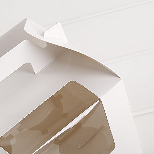Bakery Cupcake Box White Cupcake Holder with Windows for 4 Cupcakes Handle Cupcake Box for Party (Set of 200)