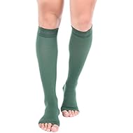 Doc Miller Open Toe Compression Socks 1 Pair 20-30mmHg Support (Dk Green, XL)
