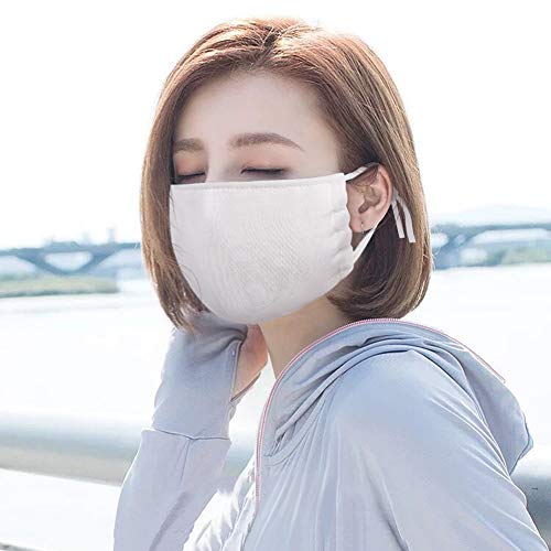 KISSBUTY 2 Pack Unisex Mouth Mask Adjustable Anti Dust Face Mouth Mask, White 6 Layers Gauze Face Mask for Cycling Camping Travel - Thumbnail 3