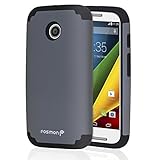 Fosmon HYBO-DUOC Slim Fit Dual-Layer Hybrid Case for Motorola Moto E (1st Gen, 2014) (Black/Dark Gray)
