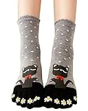Urban CoCo Women Toe Socks Funky Finger Socks Lucky Cat Toes Socks (gray)