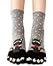 Urban CoCo Women Toe Socks Funky Finger Socks Lucky Cat Toes Socks (gray)