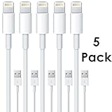 Charging Cables - 3-Feet USB Cables for iPhone 6, 6 Plus, 5s, 5c, 5, iPad Air, Air2, Mini, Mini2, iPad 4th Gen, iPod Touch 5th Gen, iPod Nano 7th Gen, iOS 8,9 (5 Pack)