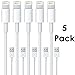 Charging Cables - 3-Feet USB Cables for iPhone 6, 6 Plus, 5s, 5c, 5, iPad Air, Air2, Mini, Mini2, iPad 4th Gen, iPod Touch 5th Gen, iPod Nano 7th Gen, iOS 8,9 (5 Pack)