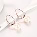 14K Rose Gold Plated Pearl Drop Earrings for Women Girls Pearl Earrings, with BuycitKy PU Jewelry Pouch