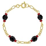In Season Jewelry 14k Gold Plated Simulated Azabache Evil Eye Protection Baby Bracelet 4.5