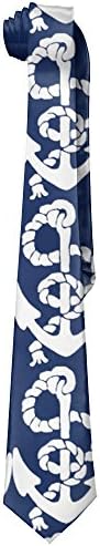 Waedy Blue Nautical Ocean Sea White Anchor Fashion Daily Formal Casual Necktie
