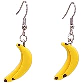 Funny Banana Fruit Earrings for Women Cute Resin Cute Fruit Food Dangle Drop Earrings