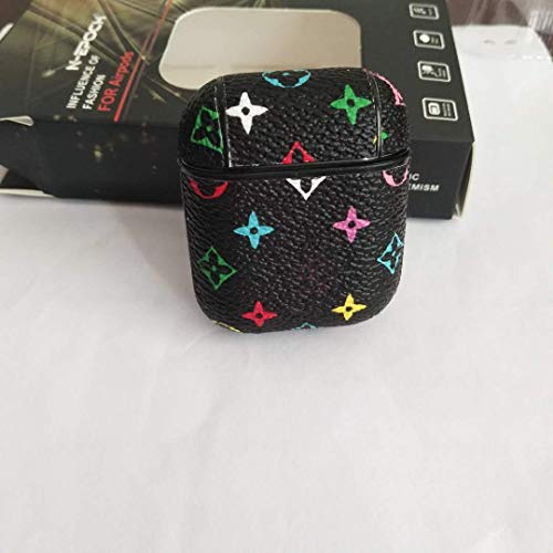 Portable & Protective Apple Airpods Cover Case with Hook Grips,Leather Cases Fit for AirPods,Wireless Headphone Fashion AirPods Accessories (Black)