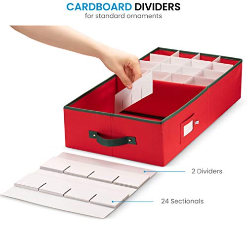 image for ZOBER Underbed Christmas Ornament Storage Box With Lide - Sturdy 600D 