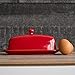 Now Designs Stoneware Rectangle Butter Dish with Lid, Red 4.5 x 8 in