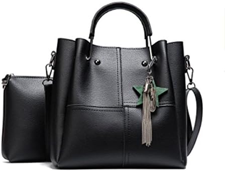 EMONJEY 2 Pieces Set Women's Handbags PU Leather Bucket Bags Messenger Tote Bags Purse