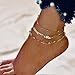 Ever Fairy Gold Chain Multiple Layered Crystal Arrow Boho Heart Sand Beach Rhinestones Charm Anklet for Women Girl