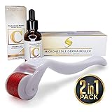 Derma Roller Cosmetic Needling Instrument For Face With FREE Vitamin C Serum 25% Hyaluronic Acid.25mm 540 Titanium Micro Needle For Anti-Aging - Also Includes Free Storage Case
