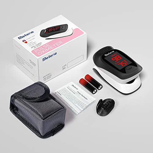 Metene Fingertip Pulse Oximeter, Blood Oxygen Saturation Monitor with Alarming Beep, Portable