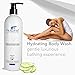 FRAGFRE Sensitive Body Wash 16 oz - Paraben Free Sulfate Free Body Cleanser - Hypoallergenic for Delicate and Flaky Skins - No Synthetic Fragrance - Cucumber for Hydration Mild Aroma - Vegan No Gluten